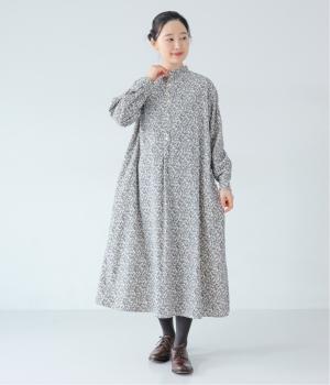 『Vintage Orchard』スタンドカラーAラインシャツワンピース(アイボリー-0)