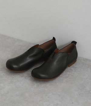 Vカットフラットシューズ(ブラック-230)