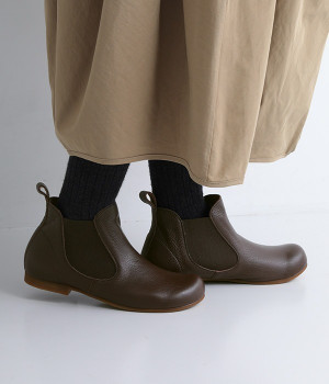 サイドゴア　ショートブーツ(チョコ-230)