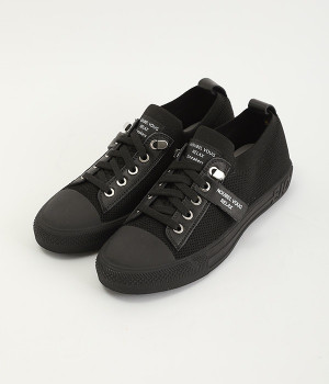 レースアップ　ローカットスニーカー(ブラック×ブラック-230)