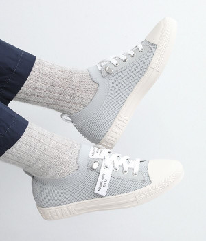 レースアップ　ローカットスニーカー(ブルーグレー-235)