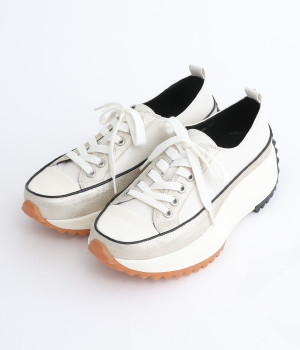ボリュームソール　レースアップスニーカー(ホワイト×シャンパン-235)