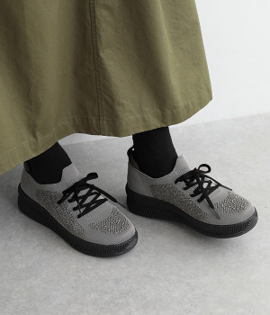 ニットスニーカー(グレー-L)