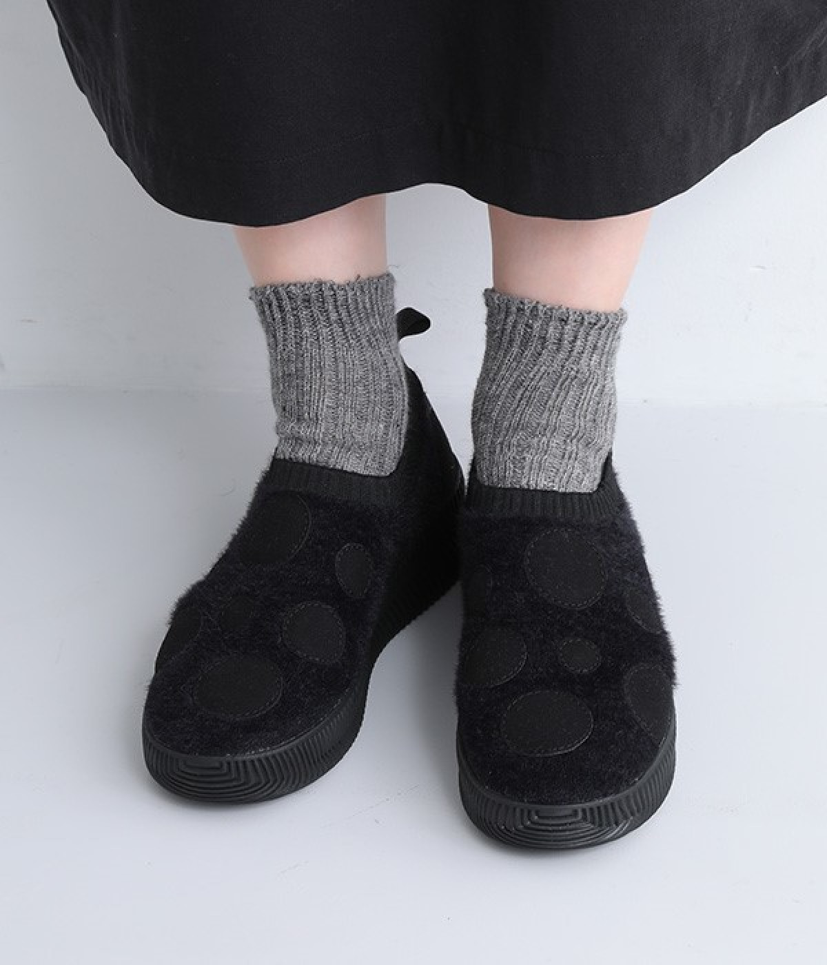 ドットパッチワーク　スニーカー(ブラック-S)