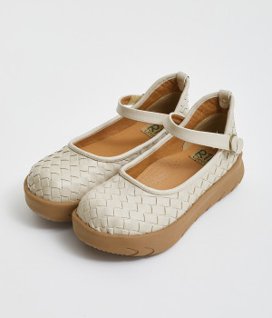 メッシュ　ストラップシューズ(アイボリー-L)