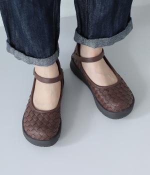 メッシュ　ストラップシューズ(ブラウン-L)