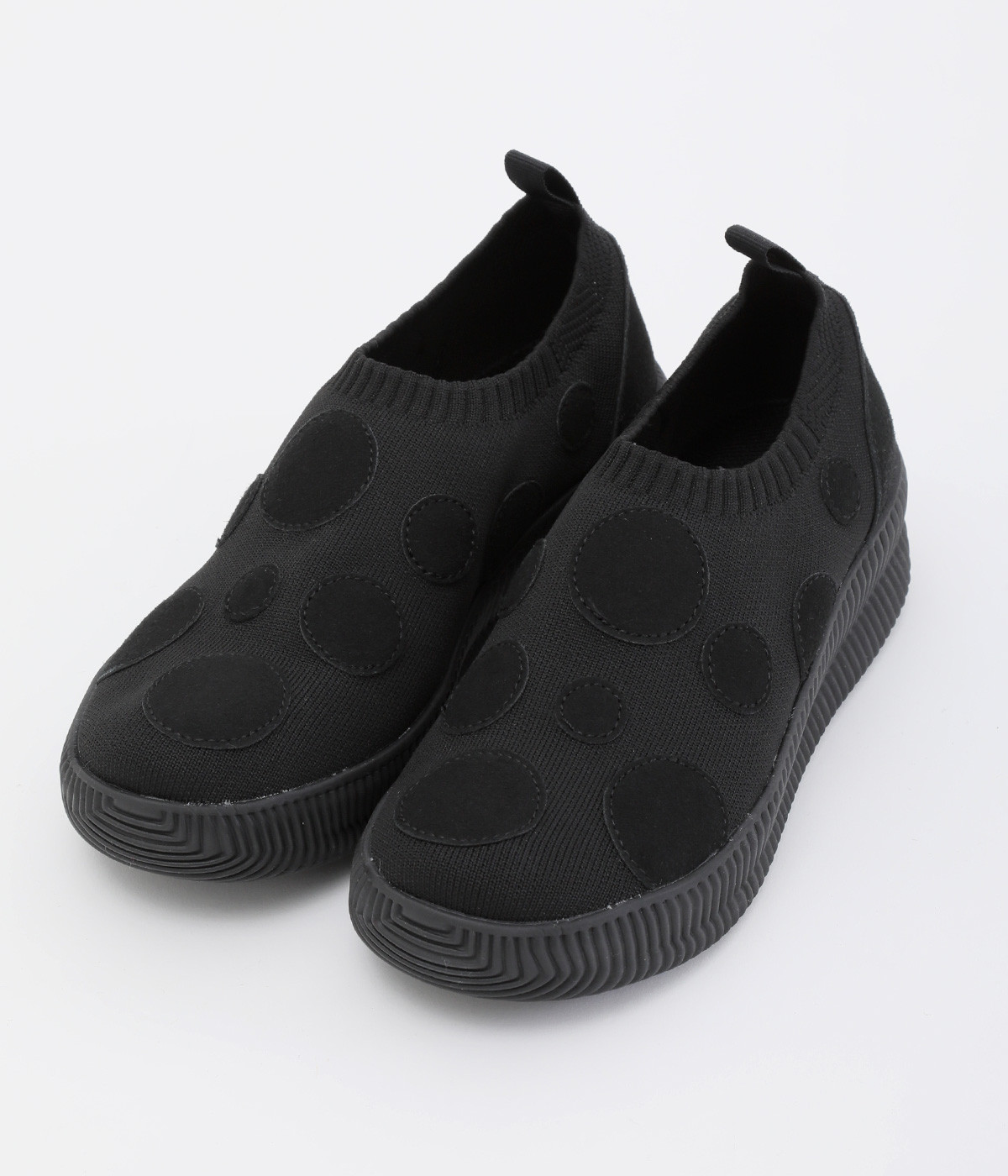 ドット　スリッポンスニーカー(ブラック-S)
