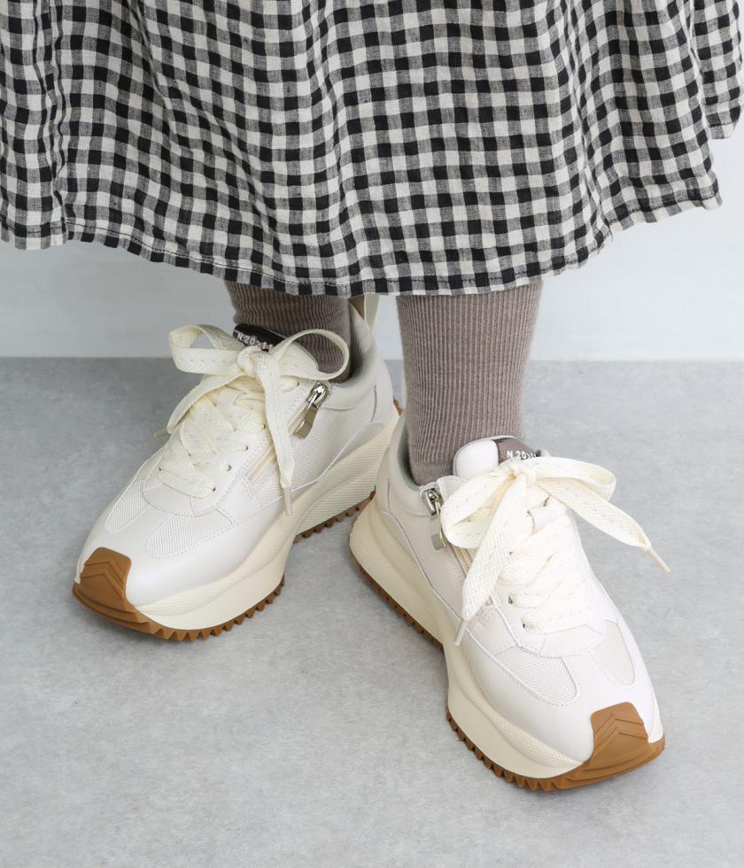 ボリュームソールサイドジップスニーカー