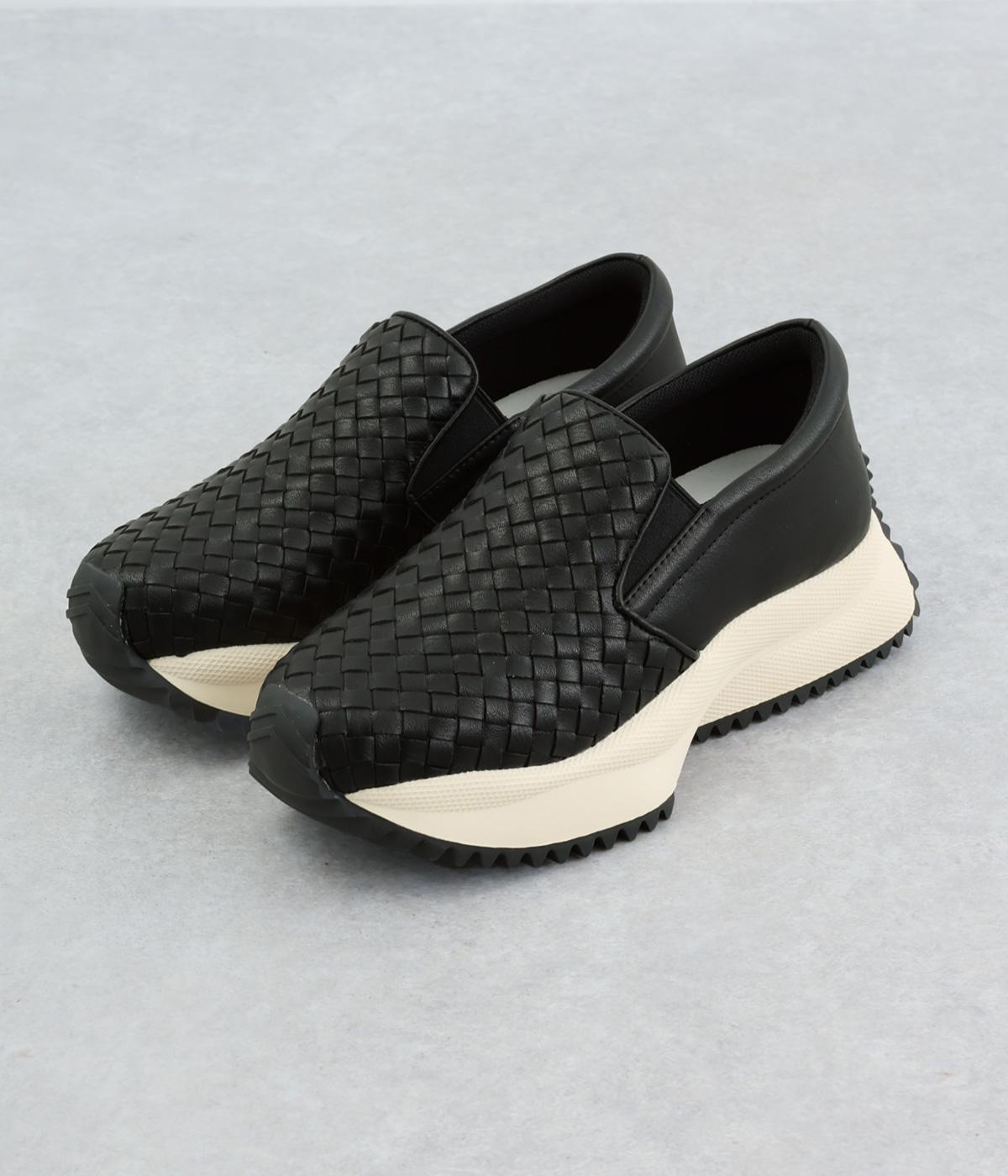 メッシュ編みスニーカー(ブラック-23)