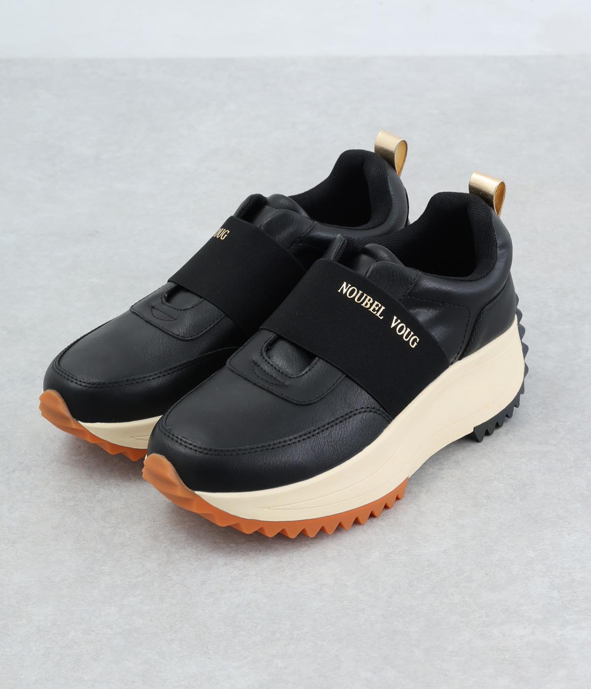 ボリュームソール　フィットスニーカー(ブラック-23)