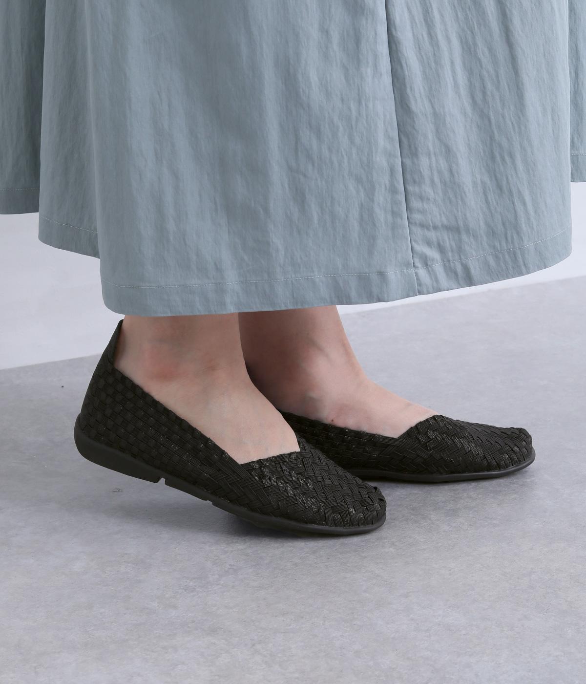 メッシュ編み　薄型パンプス(ブラック-23)