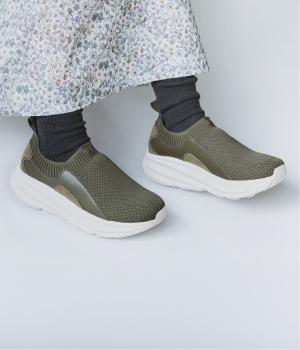 ニット編み　スニーカー(カーキ-L)