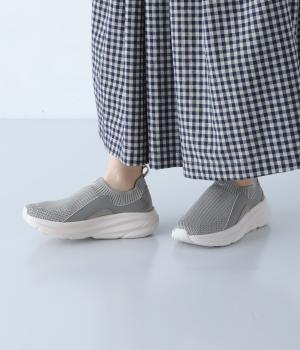 ニット編み　スニーカー(グレー-L)