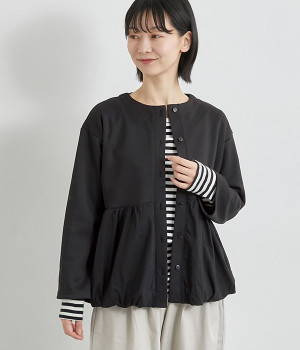 異素材切替バルーンジャケット(クロ×クロ-ONESIZE)