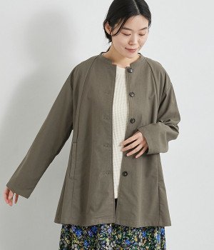 リネンブレンドAラインジャケット(カーキ-ONESIZE)