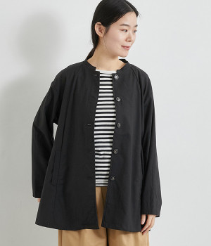 リネンブレンドAラインジャケット(クロ-ONESIZE)