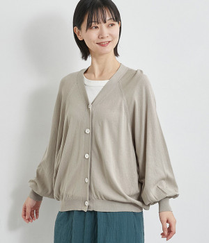 ドルマンニットカーディガン(グレージュ-ONESIZE)