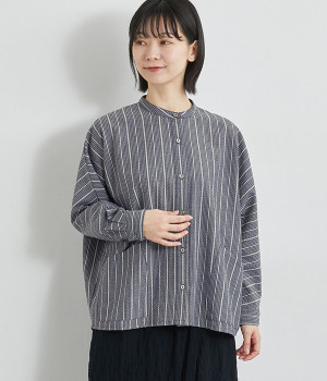 ストライプドルマンスリーブシャツ(ネイビー-ONESIZE)