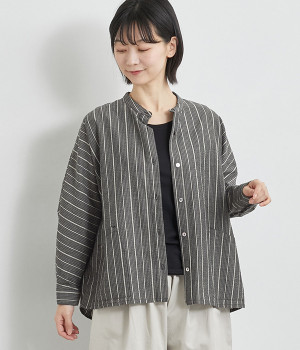ストライプドルマンスリーブシャツ(クロ-ONESIZE)