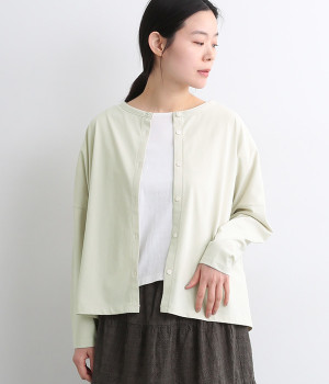 幅広裾ボタンカーディガン(ナチュラル-ONESIZE)