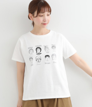コットン天竺全員集合プリントTシャツ(オフホワイト-ONESIZE)