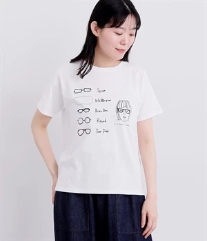 コットン天竺メガネセレクトプリントTEE(オフ-ONESIZE)