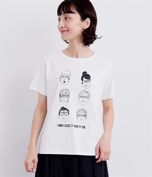 コットン天竺メガネっ子集合プリントTEE(オフ-ONESIZE)