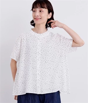 ドットちびハイネックブラウス(オフ-ONESIZE)