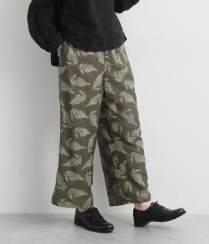 ラインリーフセミワイドパンツ(グリーン-F)