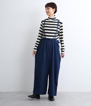 デニムワイドサロペット(インディゴネイビー-F)