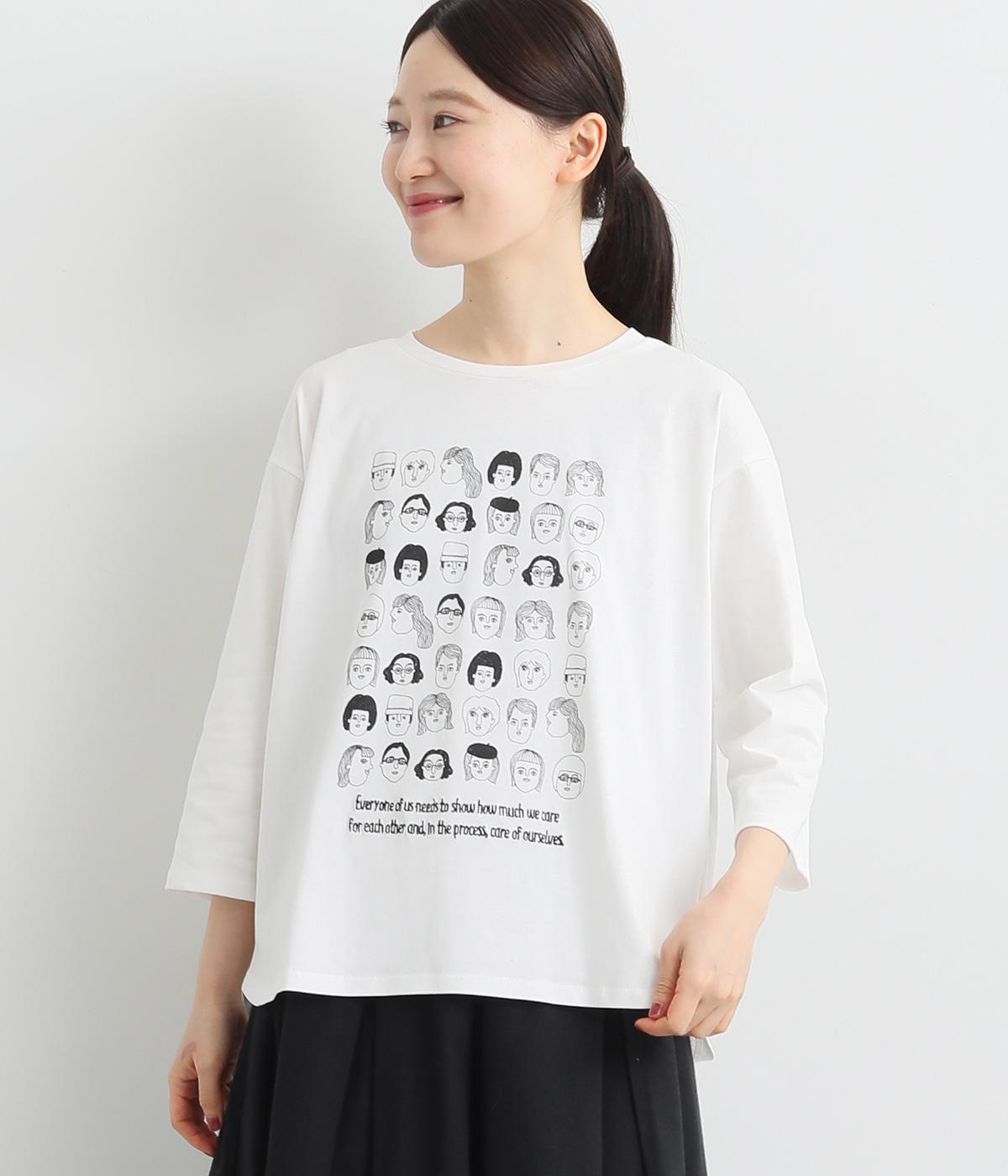 コットンいろいろフェイスプリントカットソー(オフ-F)