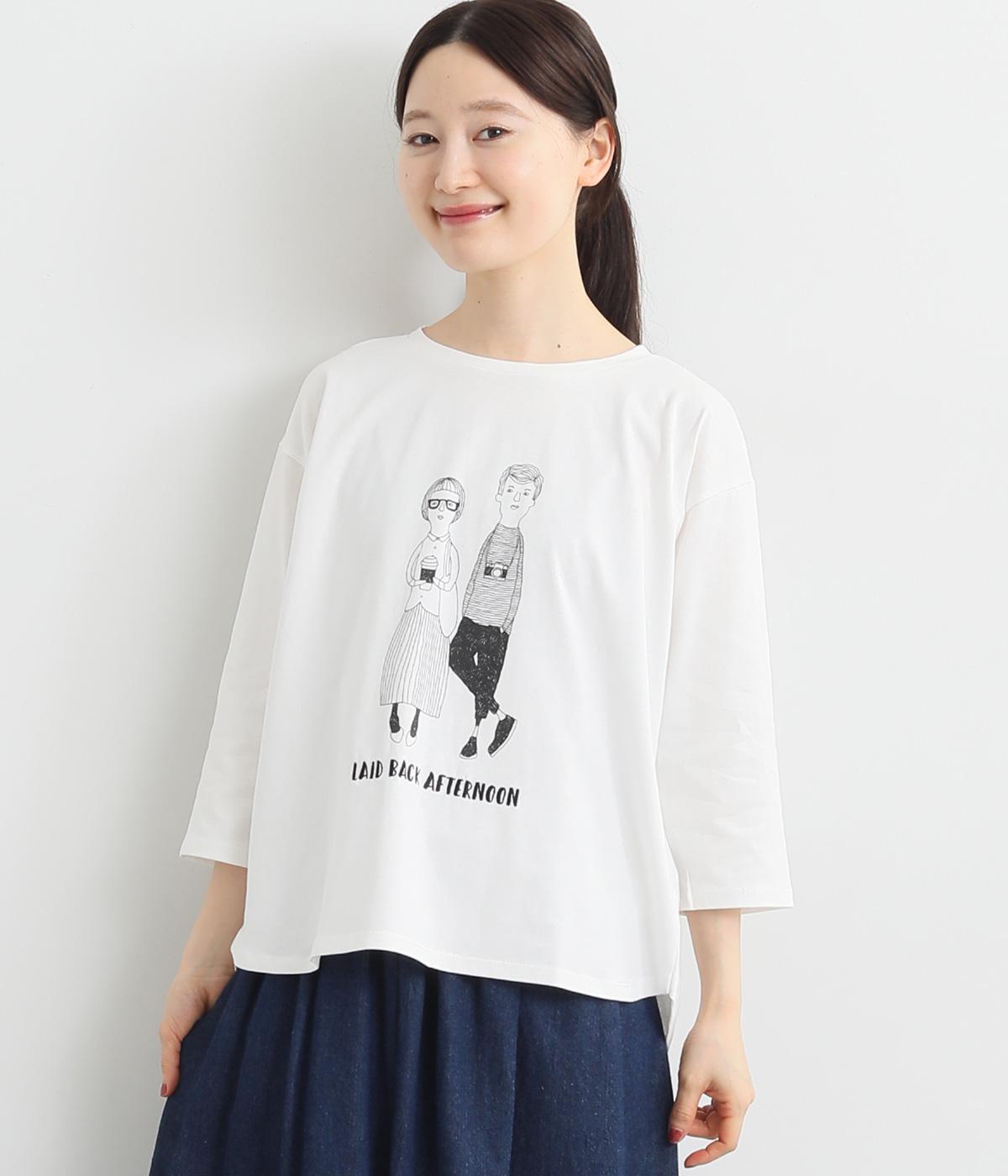 コットンBOY&GIRL プリントカットソー(オフ-F)