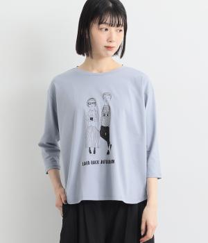 コットンBOY&GIRL プリントカットソー(ブルー-F)