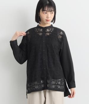 レース切替前後差シャツ(クロ-F)