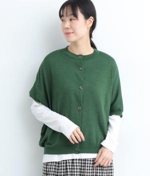ポリエステルドルマンニットカーディガン(グリーン-F)
