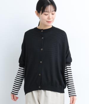 ポリエステルドルマンニットカーディガン(クロ-F)