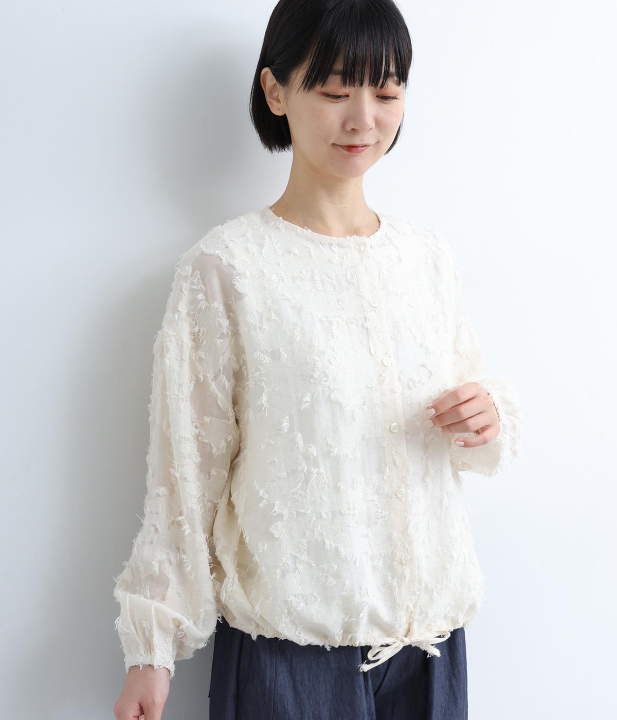 ジャカード裾ドロストブラウス(ナチュラル-F)
