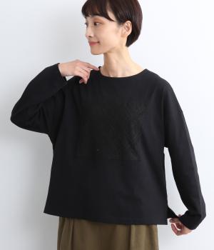 コットン天竺レースパッチワークプルオーバー(クロ-F)