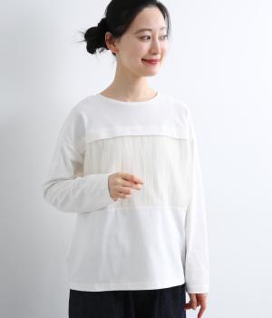 コットン天竺チュール切り替えプルオーバー(オフ-F)