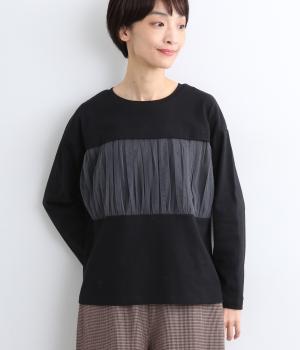 コットン天竺チュール切り替えプルオーバー(クロ-F)