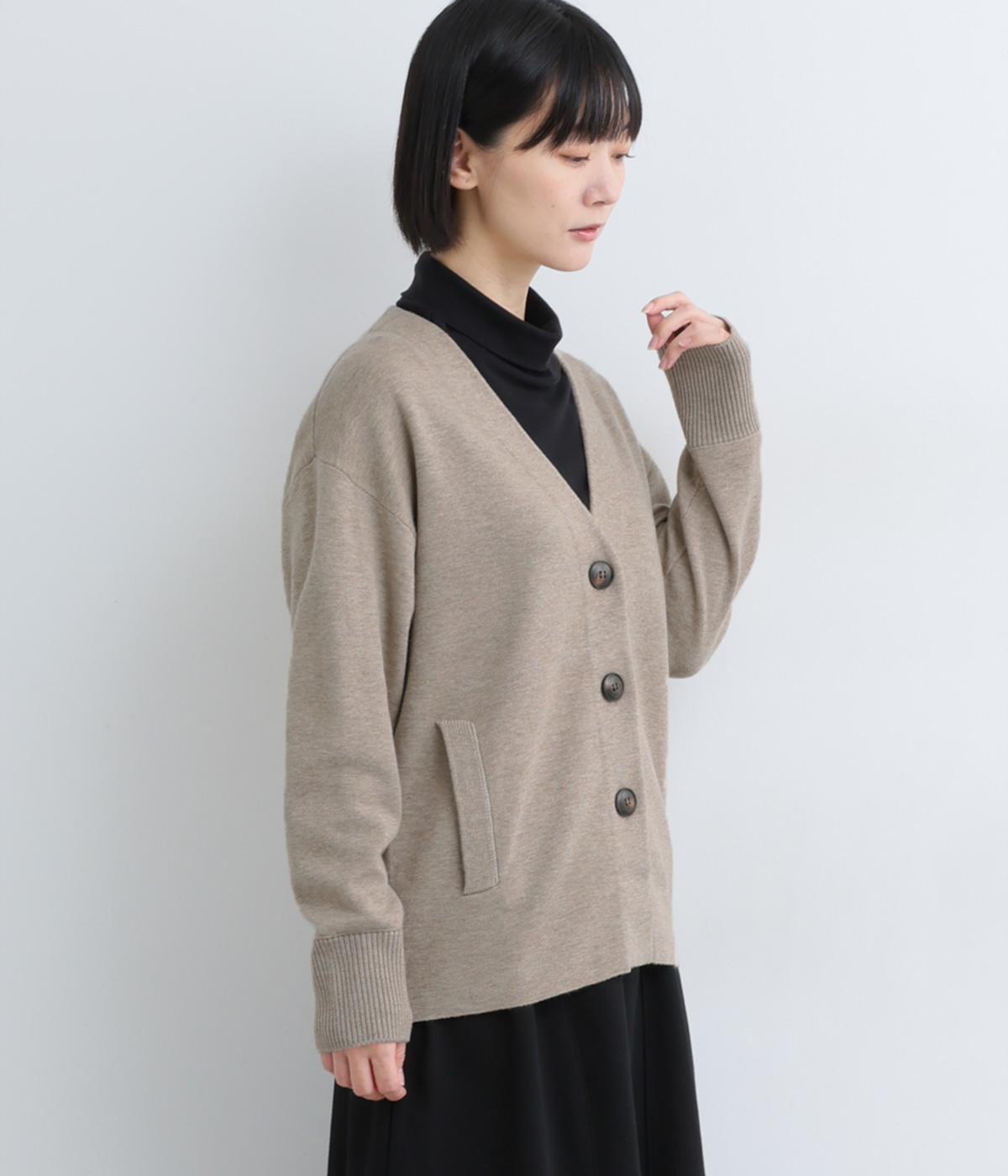 ポケ付ニットカーディガン(ベージュ-F)