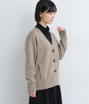 ポケ付ニットカーディガン(ベージュ-F)