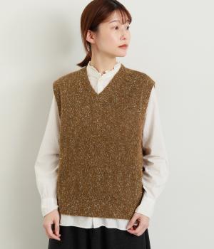ミックスヤーンニットベスト(ブラウン-F)