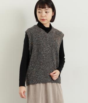 ミックスヤーンニットベスト(チャコール-F)