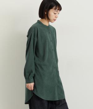 コーデュロイ裾ラウンドチュニック(グリーン-F)