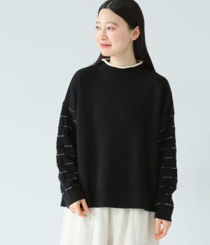 格子柄ハイネックニットプルオーバー(クロ-F)