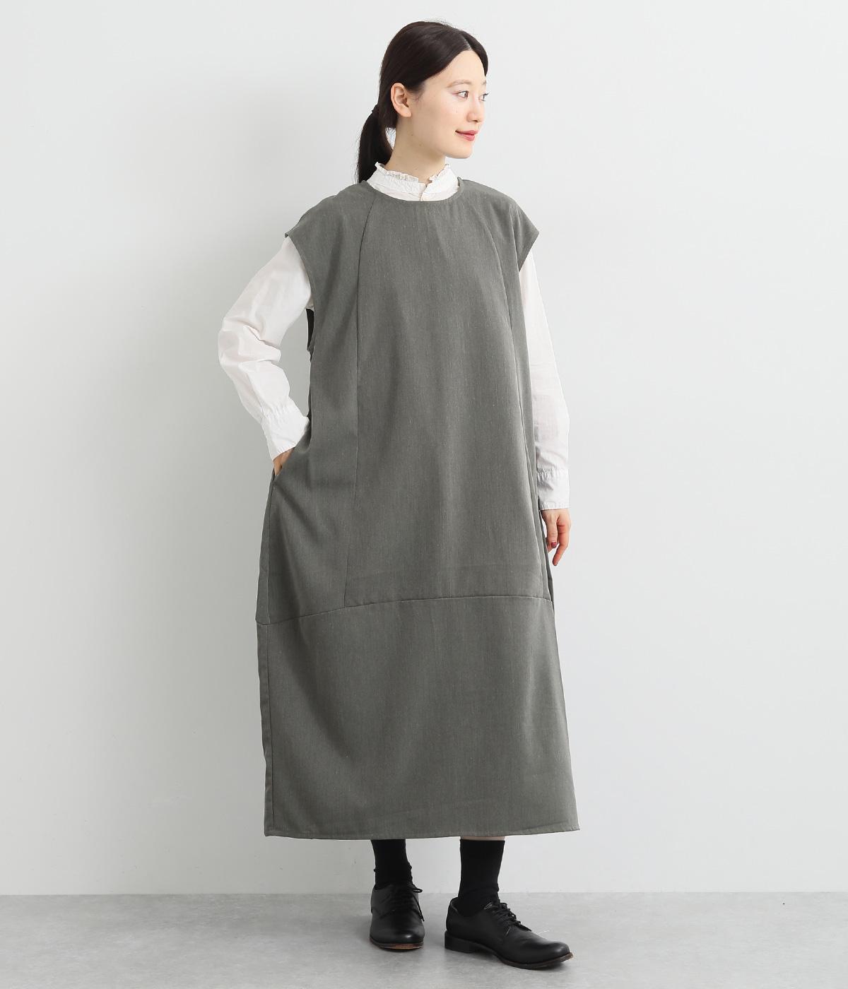 切替コクーンジャンパースカート(グレー-F)