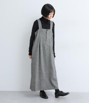 ヘリンボーンタックジャンパースカート(クロ-F)