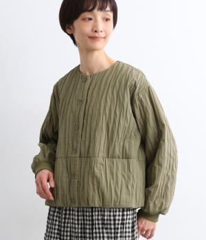 ストライプバルーンジャケット(カーキ-F)