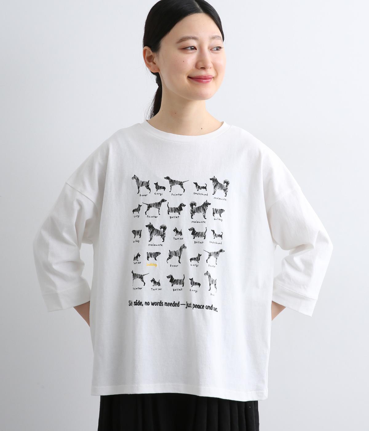 落書きいぬ図鑑8分袖プルオーバー(オフ-F)